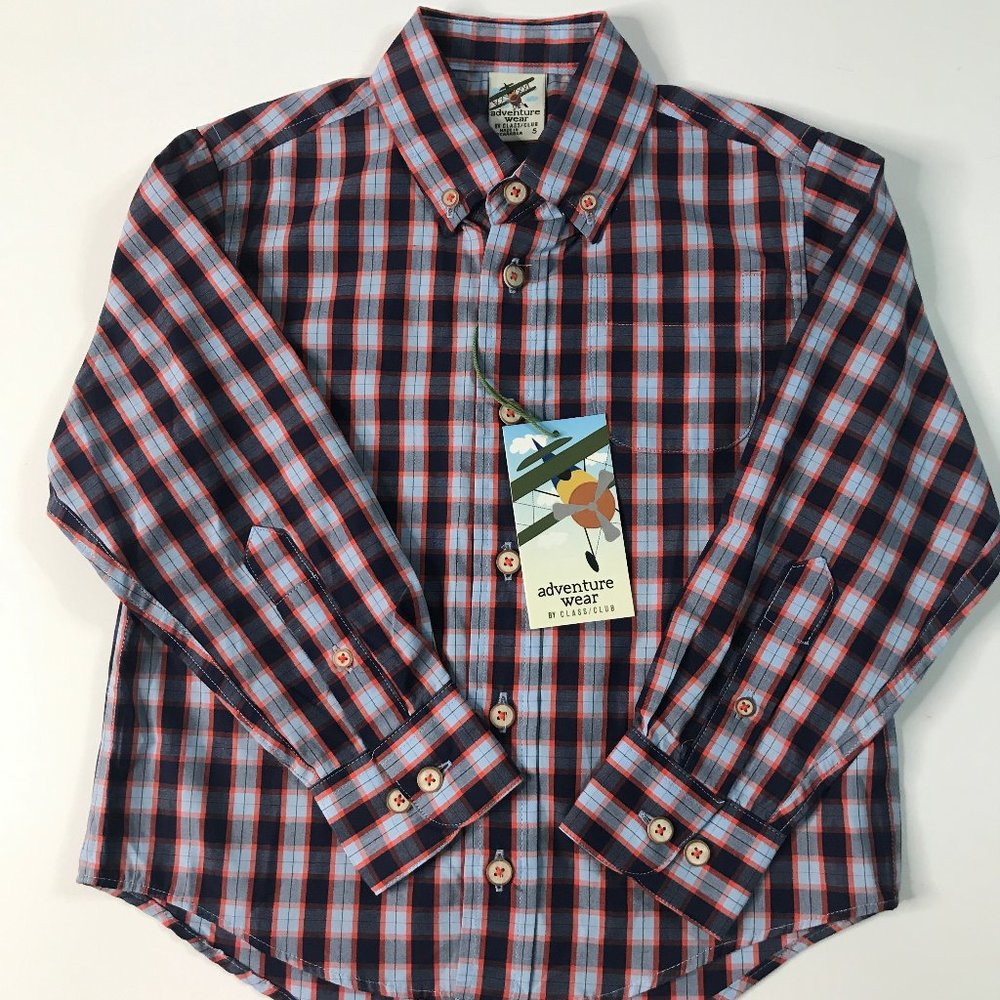 Plaid Boys Button Down, 5  NEW